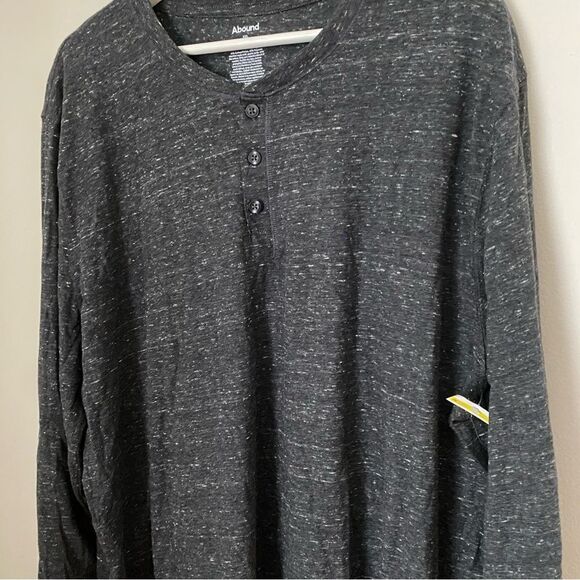 Abound Shirt Henley Long Sleeve Dark Gray Marled Casual Comfy Neutral - Picture 2 of 7